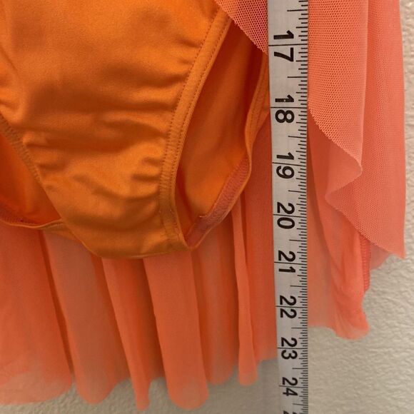 Weissman Dance costume coral orange rhinestone appliqué Take Me Home 12997 IC - Picture 4 of 11